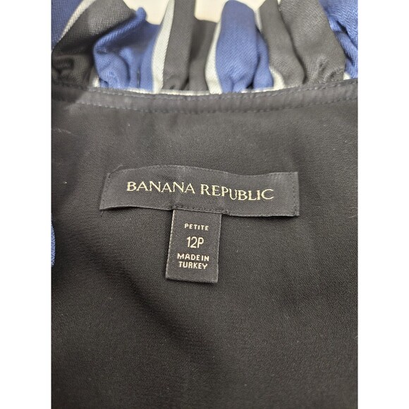 Banana Republic Petite 12P Striped Sleeveless Dress Blue Black Made in Turkey - Picture 8 of 8